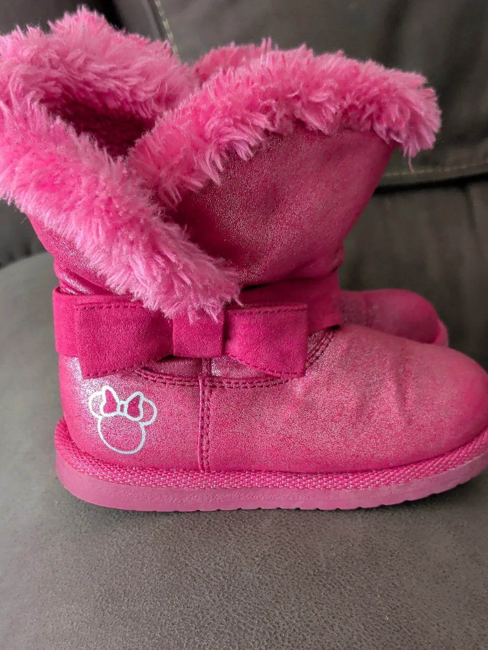 Disney Pink Faux-Fur Bow Kids Boots